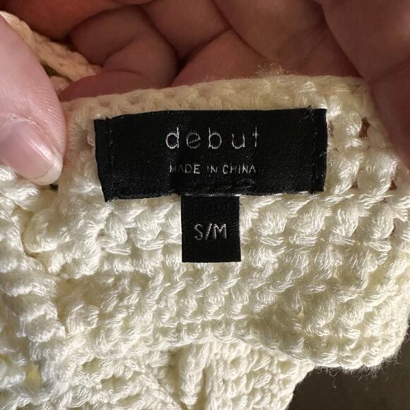 Debut Crochet Bra Top Beige Cream BOHO New Size S/M - Picture 5 of 6